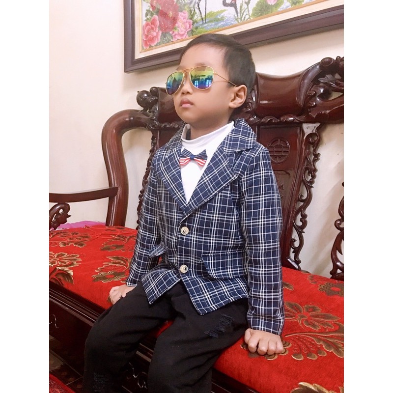 SET 3 CHI TIẾT Bộ vest quần kaki kèm áo trong cho bé trai - BVQK