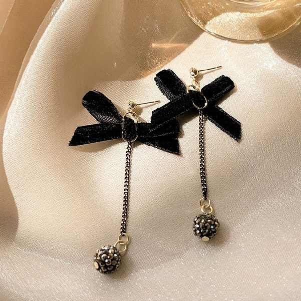 Bông Tai Hình Nơ Phối Tua Rua Phong Cách Vintage Dành Cho Nữ