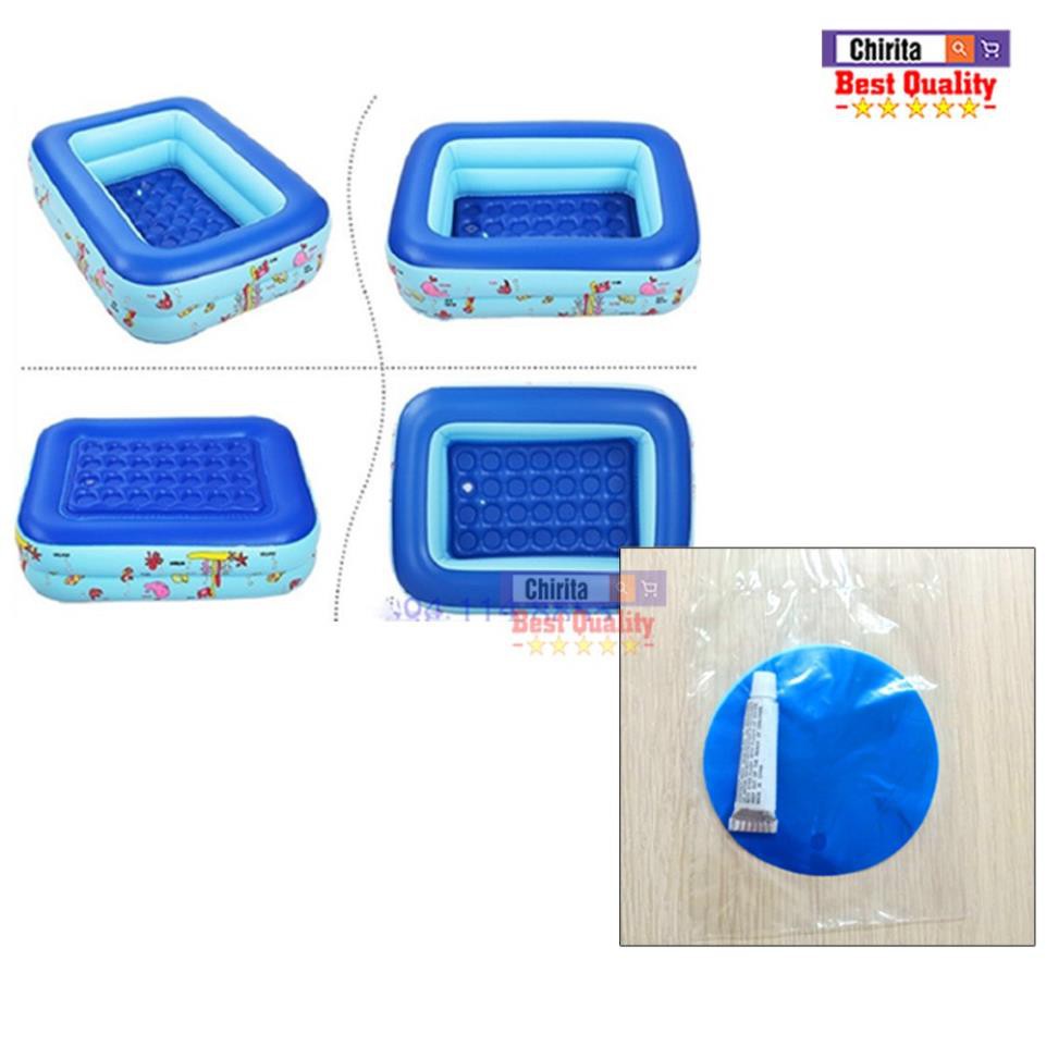 Bể Bơi Phao Square Pool 2 Tầng Cho Bé 150x110x35cm - Tặng Kèm Bộ Vá Phao Cao Cấp