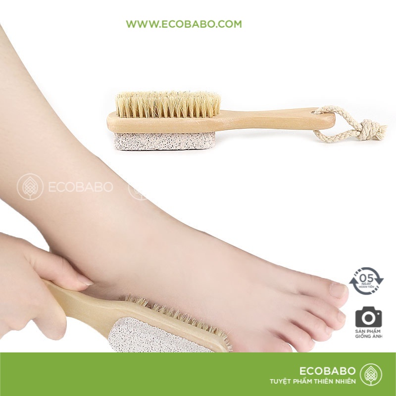 Bàn chải gót chân đá bọt núi lửa tẩy tế bào chết và kỳ da chết gót chân 2 chức năng | Ecobabo