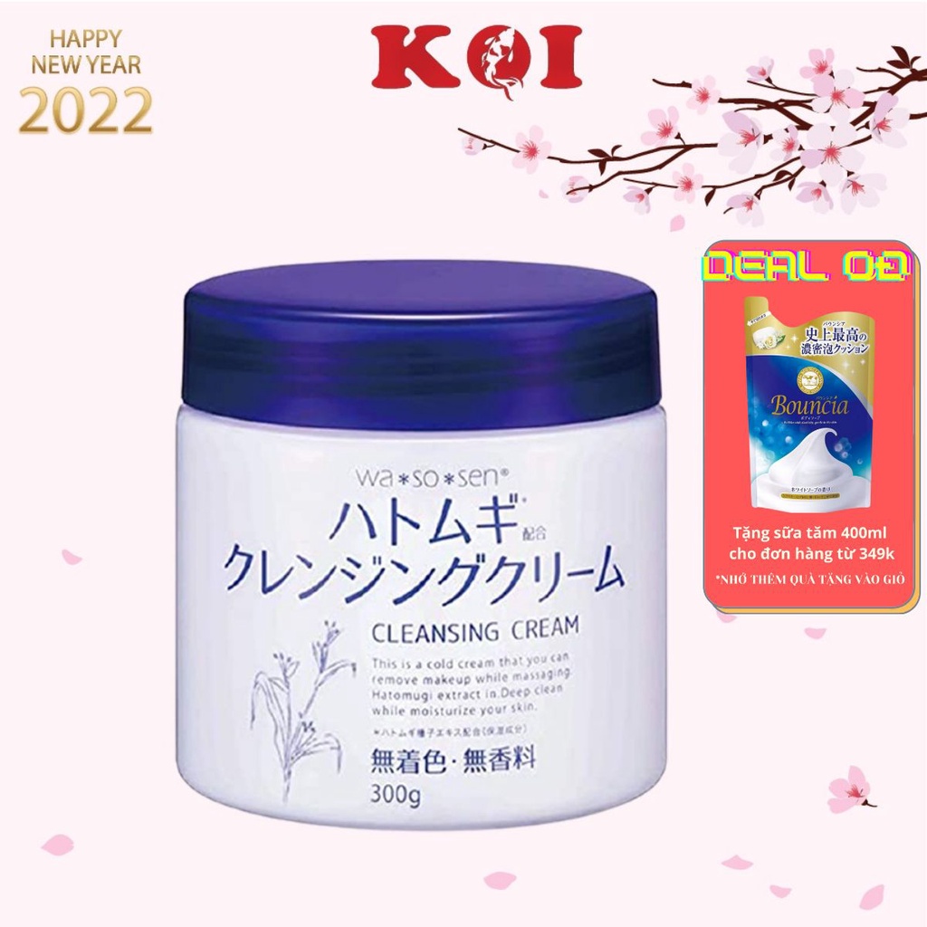 Tẩy trang dạng kem làm sạch da chiết xuất dĩ ý Wasosen Hatomugi Cleansing Cream 300g | BigBuy360 - bigbuy360.vn