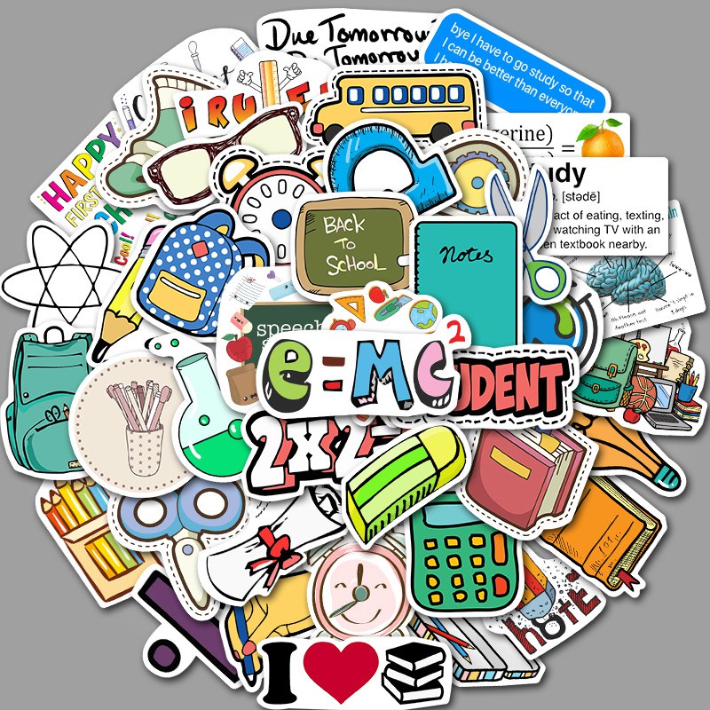 H95 - Sticker Dụng cụ Học tập PVC/ Hình dán Chống nước Mũ bảo hiểm Vali Laptop Điện thoại