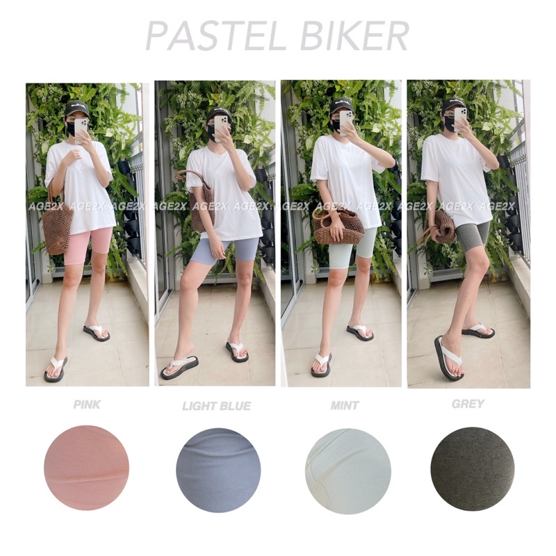 Quần biker short tone pastel chính hãng AGE2X gồm 12 màu rất dễ mặc, đa dạng phong cách. | BigBuy360 - bigbuy360.vn