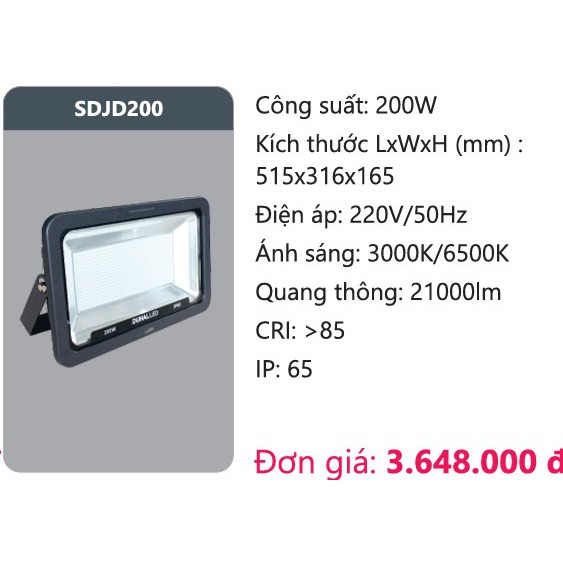ĐÈN PHA LED 200W DUHAL SDJD200