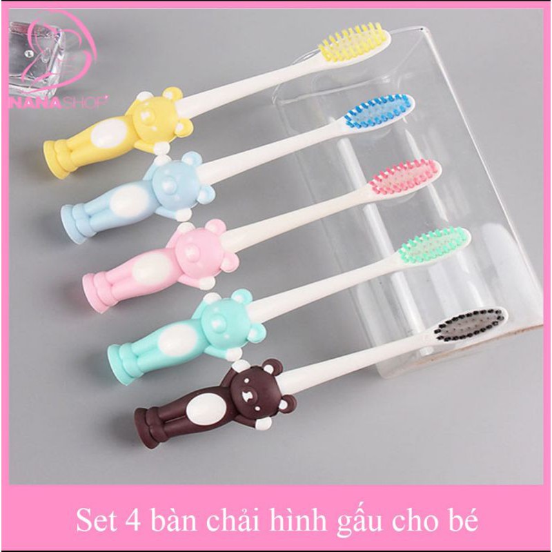 Set 4 Bàn chải siêu mềm cho bé Nhật Bản có nắp đậy (nhiều mẫu)