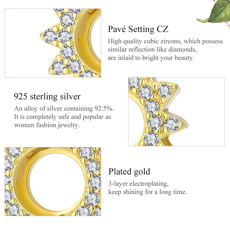 Mặt dây chuyền Bamoer  vàng hình dạng hoa hướng dương xinh xắn sang trọng