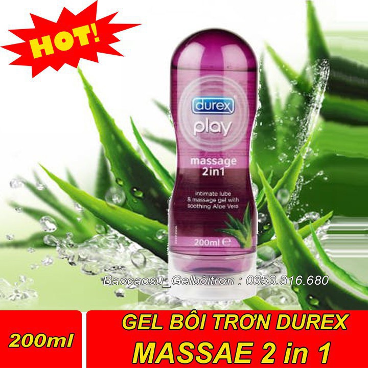 (Chính hãng) Gel Bôi trơn và Massage 2in1 Durex 200ml tinh chất lô hội