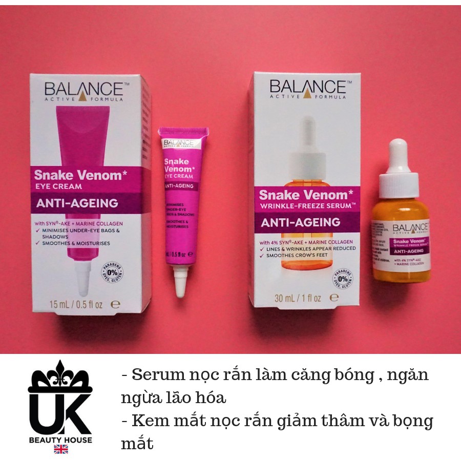 Combo serum và kem mắt nọc rắn chống lão hóa toàn diện Balance Active Formula