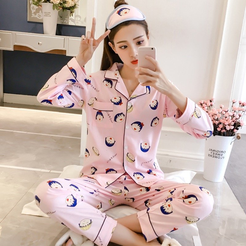 Bộ Đồ Ngủ Vải Phi Bóng Cỡ Lớn Quyến Rũ Cho Nữ đồ ngủ pyjamas pijama nam nữ mùa đông tay dài lụa satin dễ thương bigsize đồ mặc nhà cao cấp