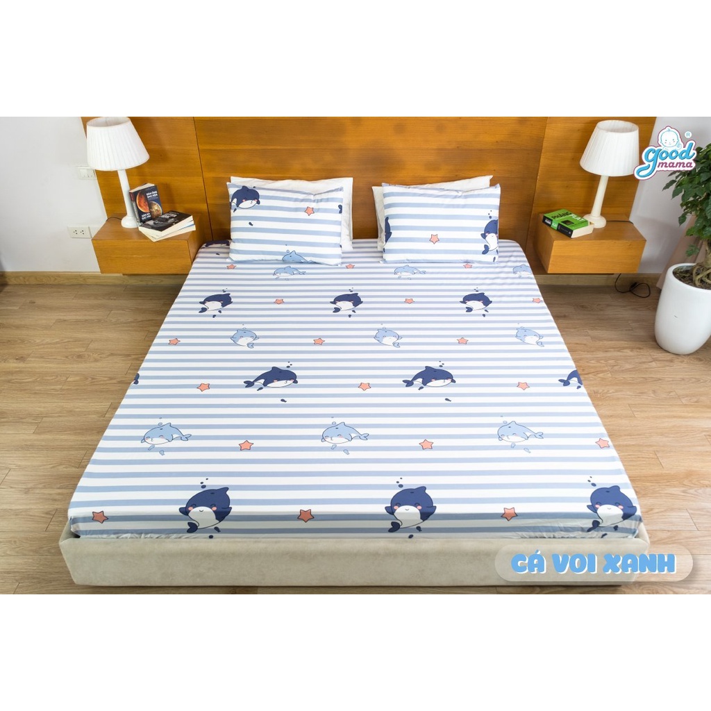 Ga chống thấm cotton Goodmama Mẫu Cá voi xanh