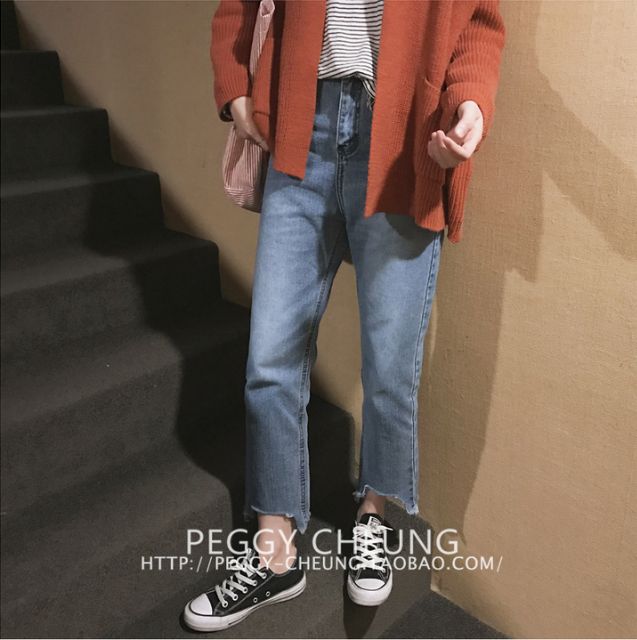 Hàng Sẵn_ Quần Jeans nữ dáng rộng quần dáng cao bồi