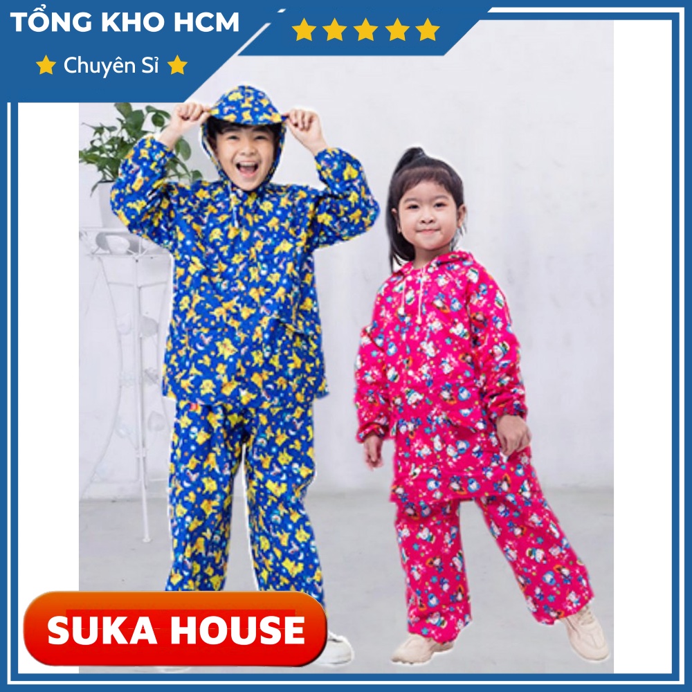 Áo Mưa BỘ TRẺ EM Vải Dù Nhiều Size Dành Cho Bé 90CM- 130CM AM12