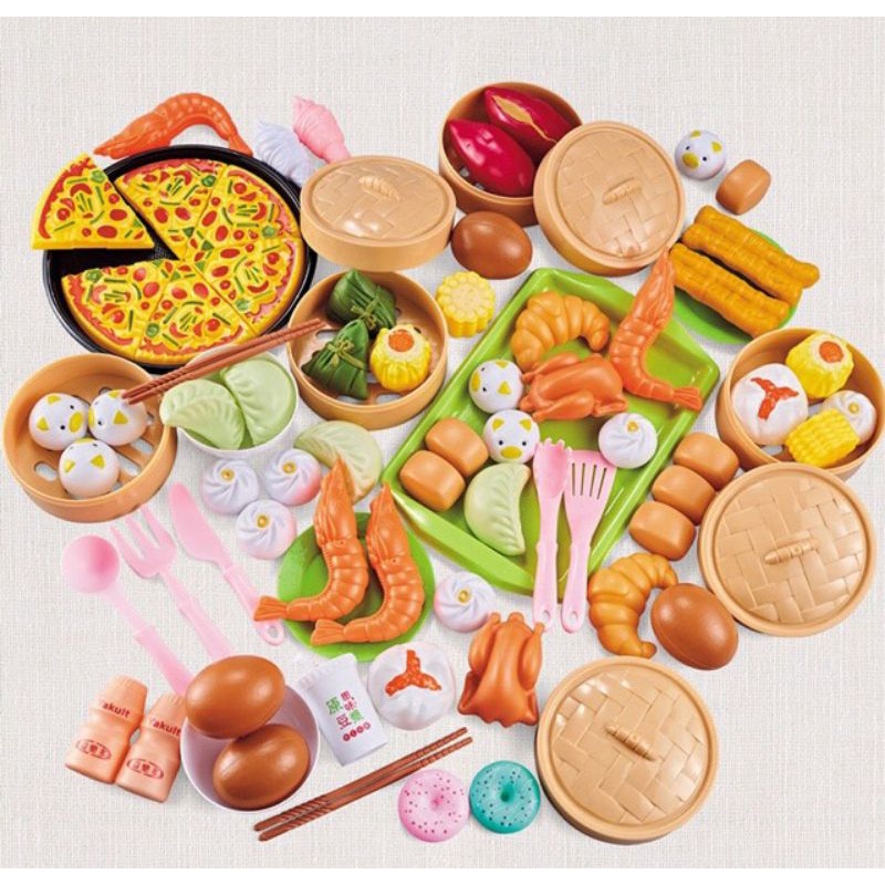 Hộp đồ chơi bánh bao pizza 82 chi tiết đáng yêu cho bé