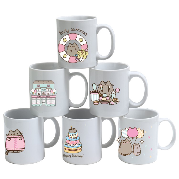 Cốc 2 lớp kim tuyến tfboys CNKI43 cute hoạt hình Cốc sứ pusheen