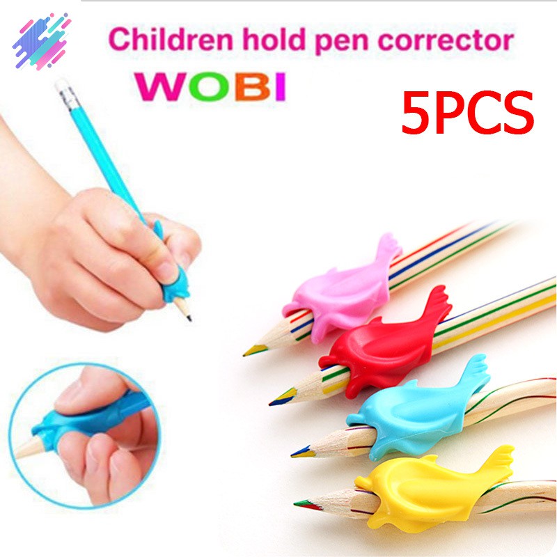 Set 5 đồ bọc bút chì silicon hình cá heo để bé cầm bút đúng cách