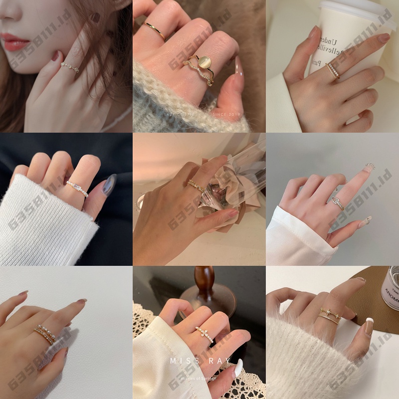 Nhẫn Hở Mạ Vàng 18K Đính Kim Cương Sang Trọng Thời Trang Phong Cách Hàn Quốc Cho Nữ