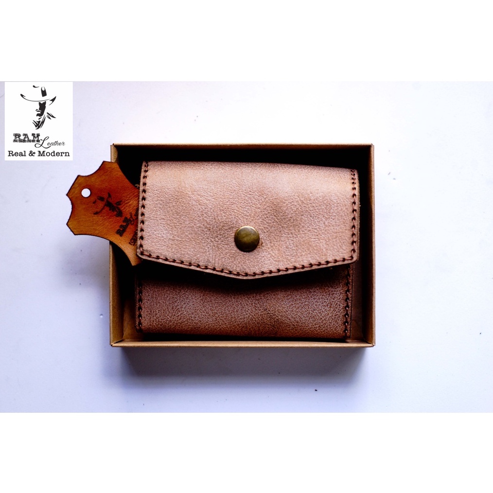 Ví nam Nữ RAM Leather Handmade Da Bò Vân Hạt Sáng