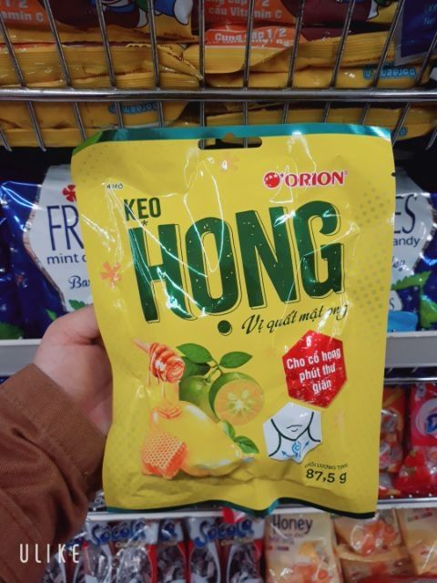 2 GÓI KẸO NGẬM HỌNG ORION VỊ QUẤT MẬT ONG GÓI 87,5g