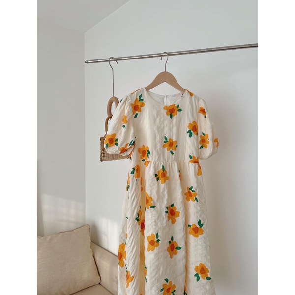 Đầm babydoll hoa cam ulzzang (hàng sẵn)