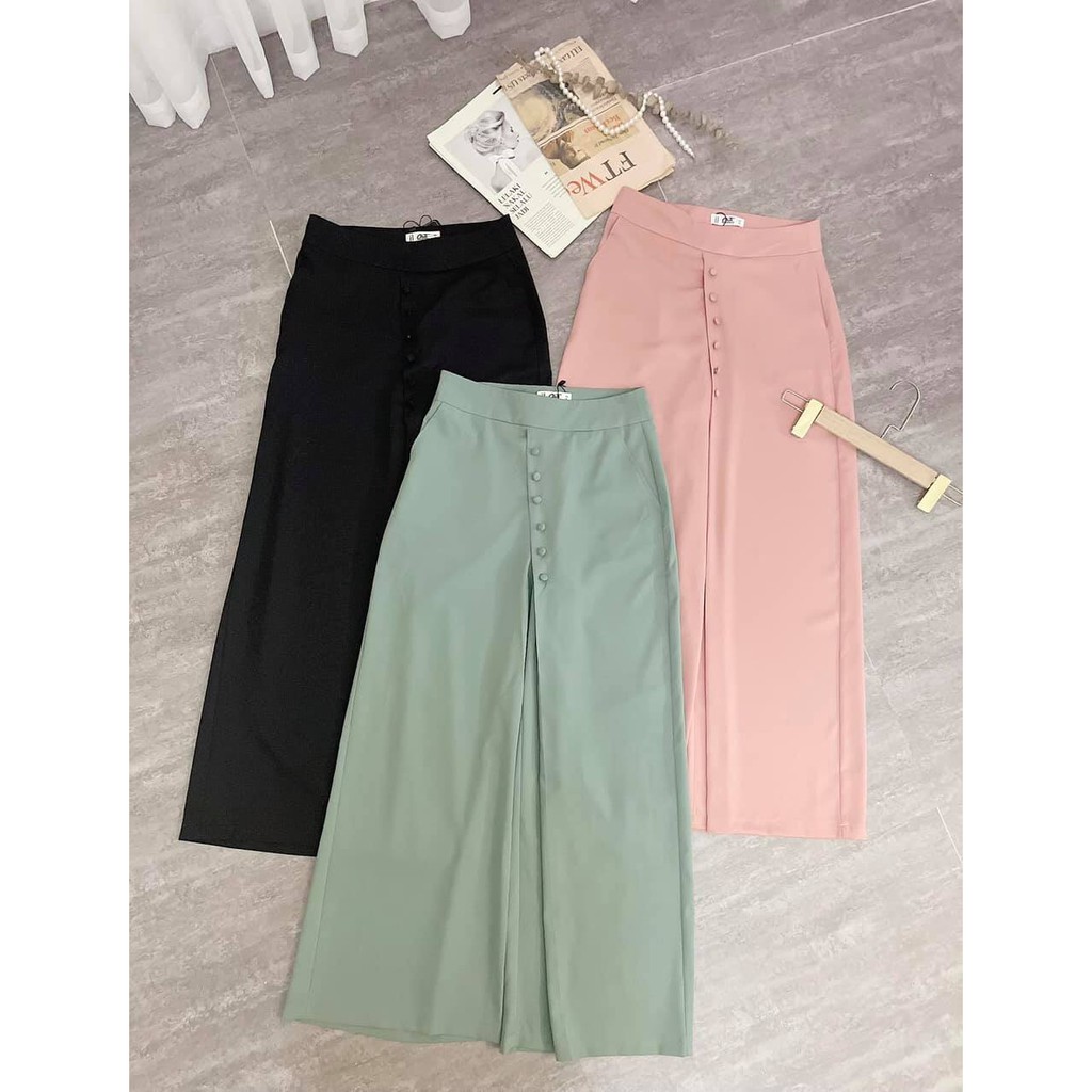Quần culottes Cati đính cúc - kiểu óng rộng và mềm rủ