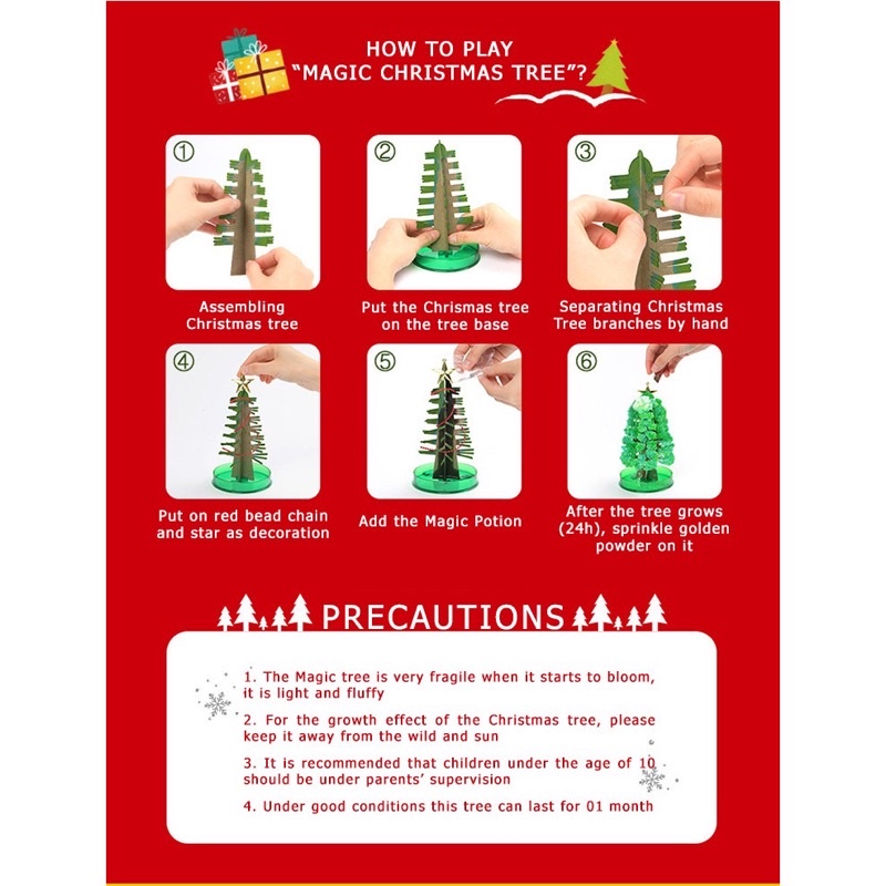 Đồ Chơi STEM Cây Thông Noel Tự Nở Thần Kì Magic Christmas Tree, Đồ Chơi Thông Minh