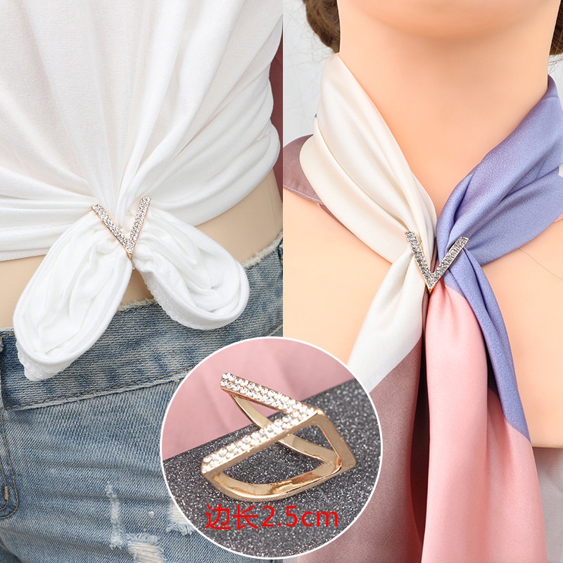 Khóa Cài Khăn Quàng Cổ Mini Bằng Lụa Thắt Nút Chất Lượng Cao Dễ Phối Đồ Phong Cách Hàn Quốc