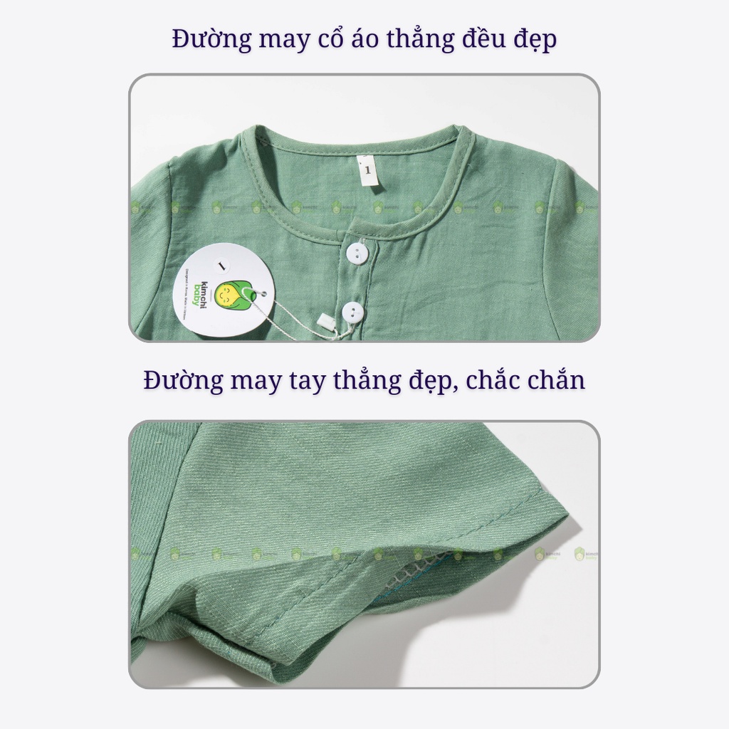Bộ Đồ Cho Bé Trai Vải Thô Đũi Thoáng Mát Cúc Ngực, Bộ Quần Áo Cho Bé Mặc Đi Học, Đi Chơi CK15