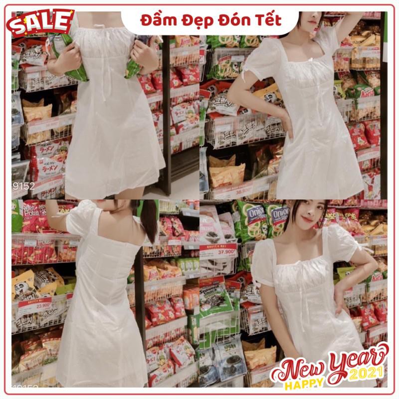 Đầm Trắng Owen Dress váy xinh chất vải kate kèm lớp lót dày dặn tay bèo có dây thắt cột nơ kèm ảnh trải sàn | BigBuy360 - bigbuy360.vn