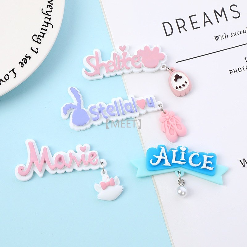 [Met] Gói 1 Tấm Nhựa Resin Hình Chữ Cái DIY Dễ Thương Dùng Làm Trang Sức