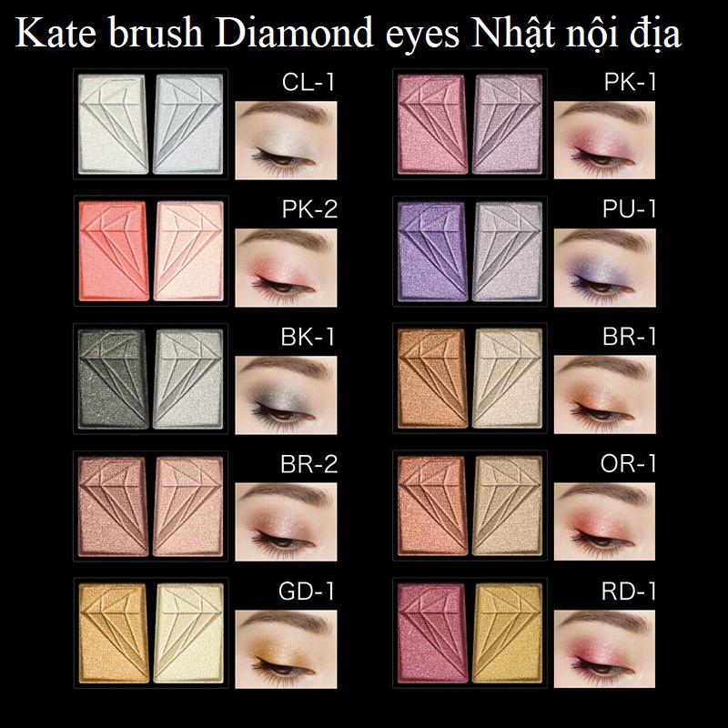 Bảng phấn mắt Kanebo Kate Crash Diamond Eyes 2,2g nhũ ngọc trai ánh kim cương lấp lánh