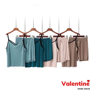 Bộ đồ ngủ nữ, bộ mặc nhà  áo hai dây lụa lạnh cổ V, quần short basic trơn nhiều màu mã VABD0116