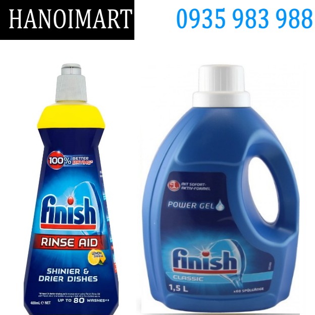 Combo Nước rửa bát Finish 1500ml cho máy + Nước làm Bóng Finish 400ml