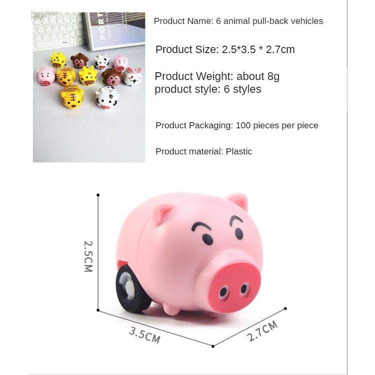 Hoạt Hình Mô Hình Xe Hơi Đồ Chơi Hình Động Vật Xinh Xắn Cho Bé