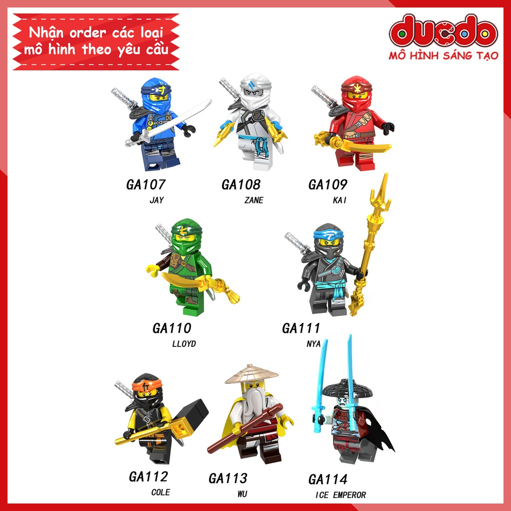 Minifigures các nhân vật Ninjago tuyệt đẹp - Đồ chơi Lắp ghép Xếp hình Mini Mô hình Ninja LeLe GA107 - A114