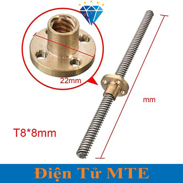 Thanh Vít Me T8 Kèm Đai Ốc Các Cỡ 15cm, 30cm