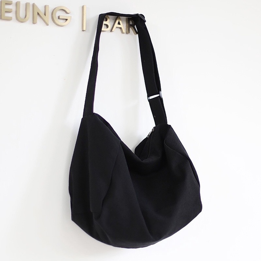 Túi tote đeo chéo trống siu to Bag.Thanhthu có khoá kéo và túi con vải canvas phong cách Ulzzang để được sách 551