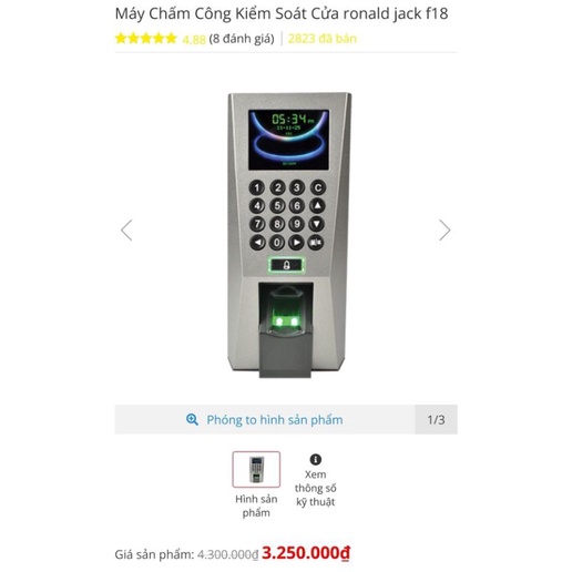 Máy chấm công kiểm soát ra vào Ronald Jack F18