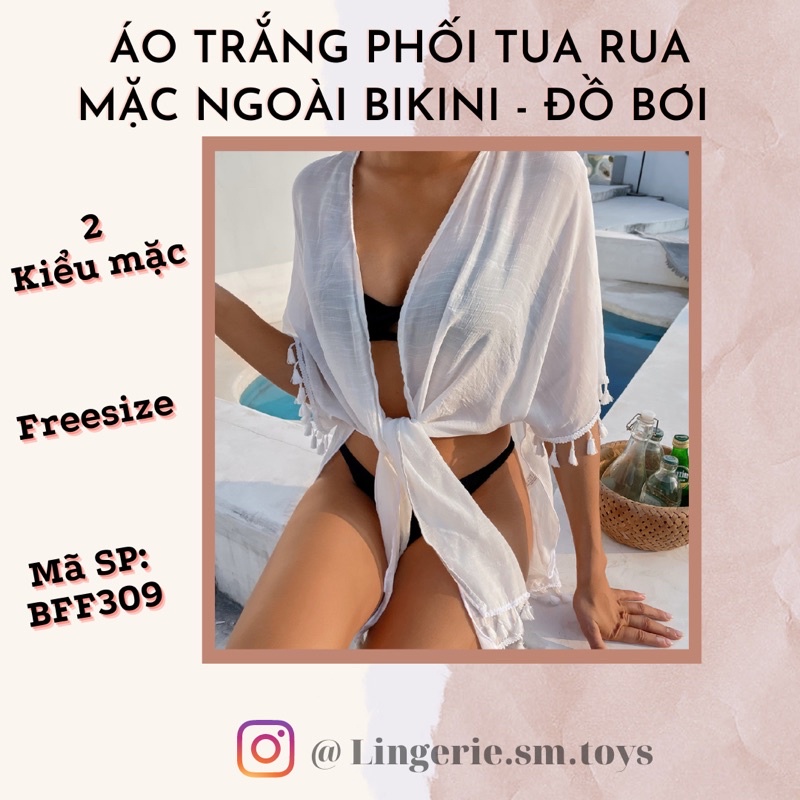 BFF309 Áo Choàng Bikini - Đồ Bơi Phối Tua Rua Phong Cách - Sáng Tạo Với 2 Kiểu Mặc Khác Nhau