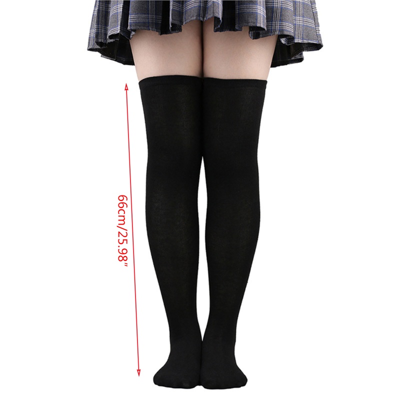 Vớ Dài Qua Gối Màu Trơn Giữ Ấm Phong Cách Lolita Đơn Giản Cho Nữ