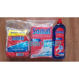 Combo sản phẩm bột rửa bát somat 1.2kg + nước bóng somat 750ml + muối somat 1.2kg