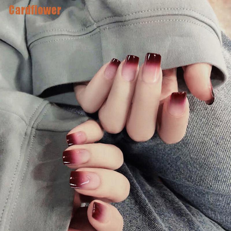 (Hàng Mới Về) Bộ 24 Móng Tay Giả Màu gradient Thời Trang
