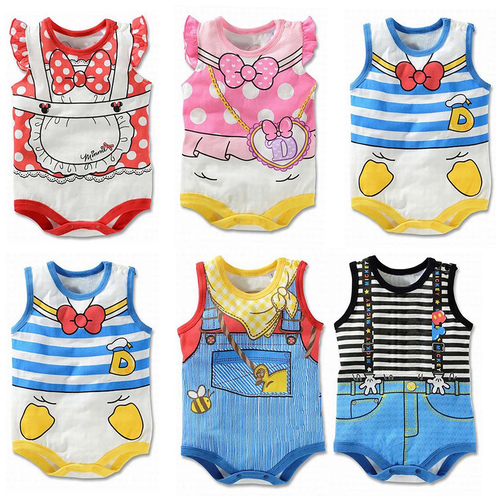 Jumpsuit Sát Nách Chất Cotton Hoạ Tiết Hoạt Hình Cho Bé 0-24 Tháng Tuổi