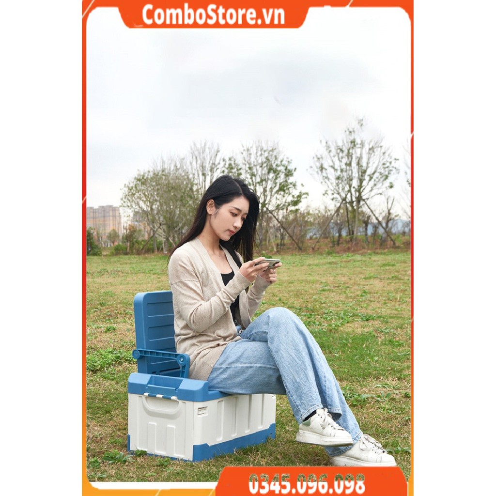 Thùng đựng đồ ô tô 75 lít siêu dầy kiêm ghế xếp tiện lợi