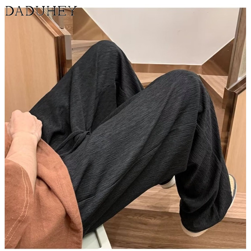 Quần dài ống rộng trơn màu eo cao thời trang cơ bản mùa thu mới 2022 dành cho nam