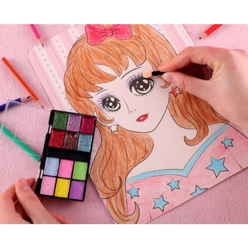 1 hộp phấn trang điểm cho búp bê, tranh trang điểm (mẫu ngẫu nhiên)