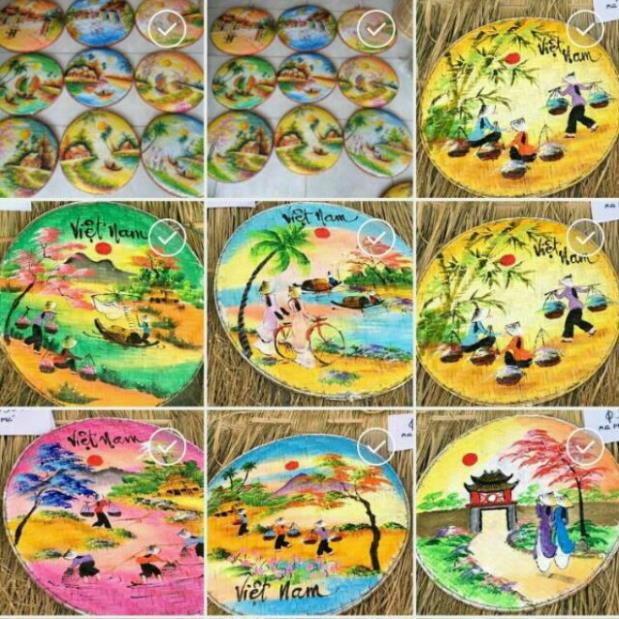 Mây tre- Tranh vẽ trên mẹt trang trí nhà cửa -Tre HN