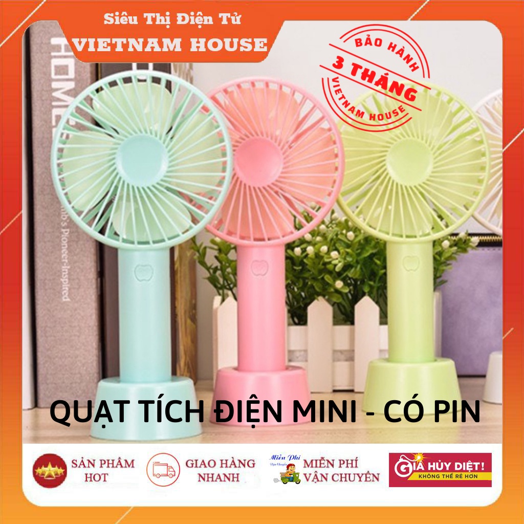 QUẠT MINI CẦM TAY 3 CHẾ ĐỘ MÁT - TẶNG KÈM PIN & CÁP (Giao Màu Ngẫu Nhiên)