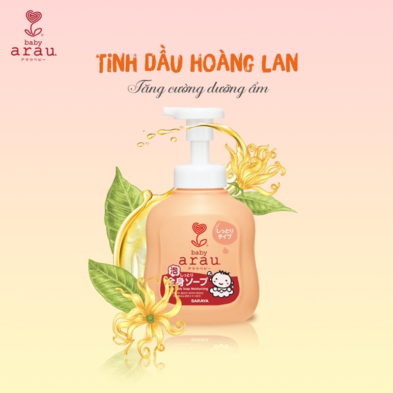 Sữa tắm gội dưỡng ẩm cho bé ARAU BABY 450ml, sữa tắm trẻ em thảo mộc tự nhiên - Monnie Kids