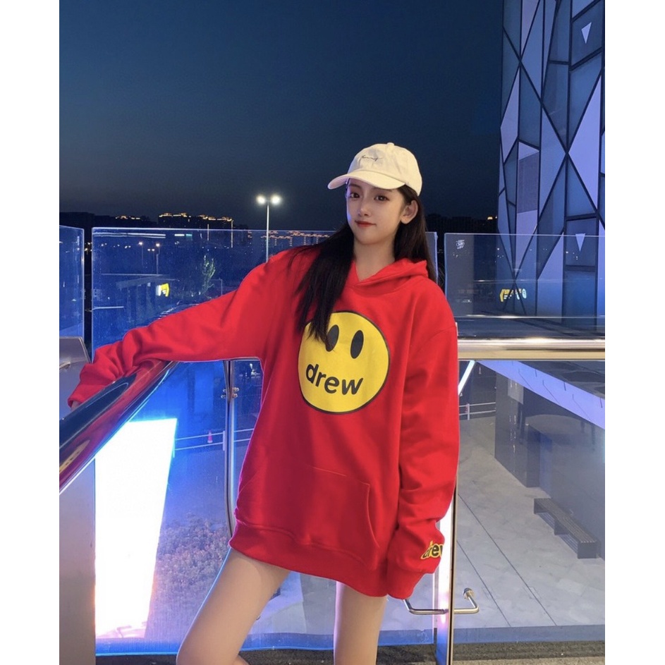 [Ảnh Thật] Áo Hoodie Drew Mặt Cười - Hình In Cao Su - Nỉ Bông Cotton -  Full Tag Bọc - Tặng móc khóa - Hoàng Hớn Hở