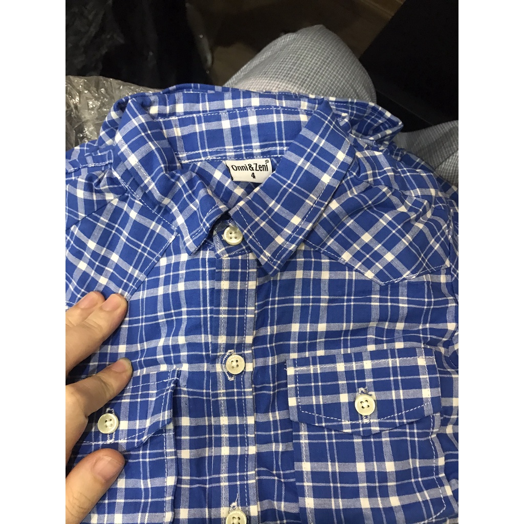 Áo sơ mi caro bé trai onni & zenni size 1-8 tuổi